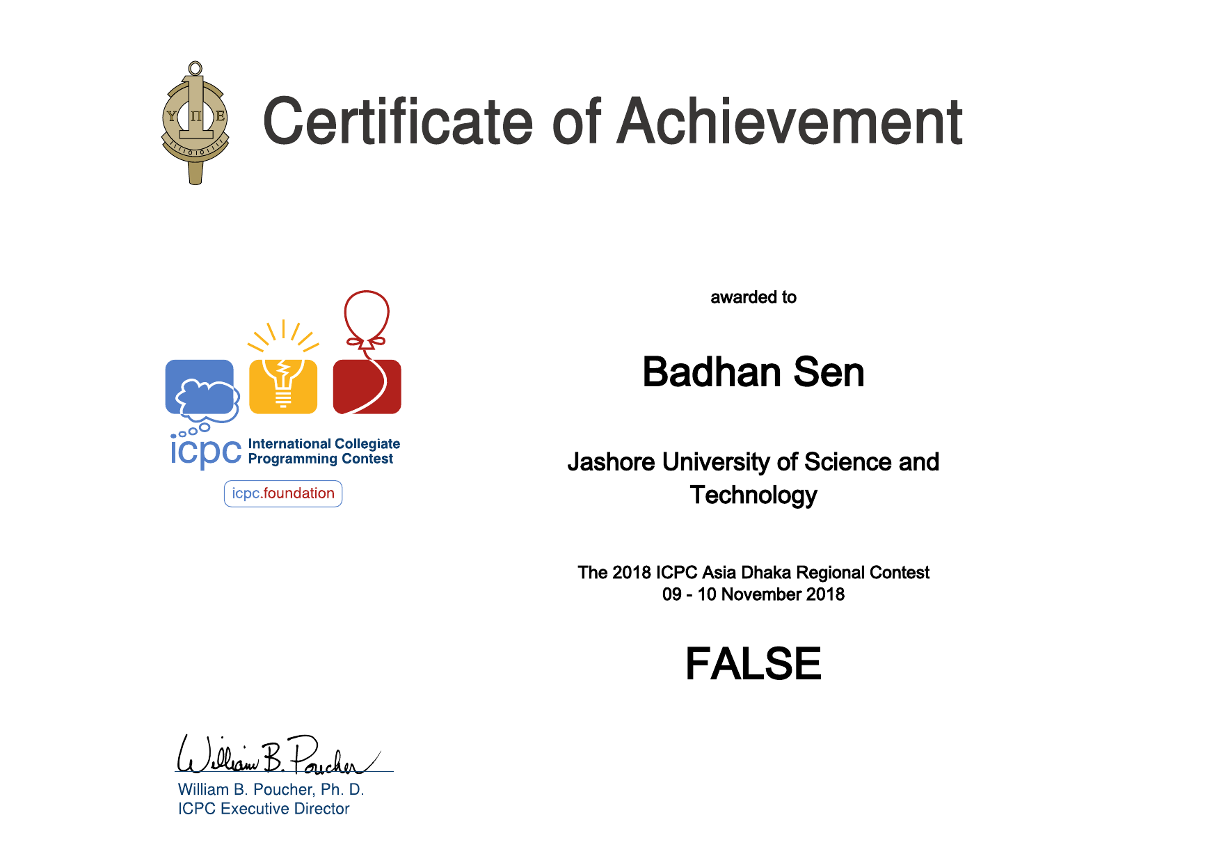 Asia Dhaka Regional 2018 - 42nd Place out of 300 Teams